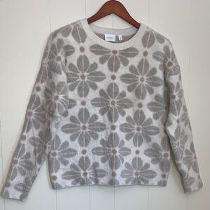 Cyrus Floral Crew Neck Sweater - So Soft - Cream and Gray-Medium Tan